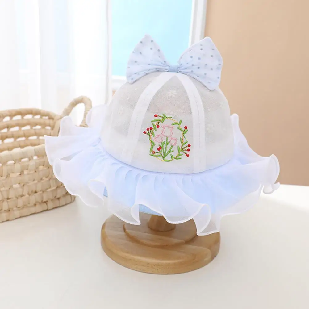 

Floral Stitching Lightweight Lace Baby Sun Kids Bowknot Caps for Summer