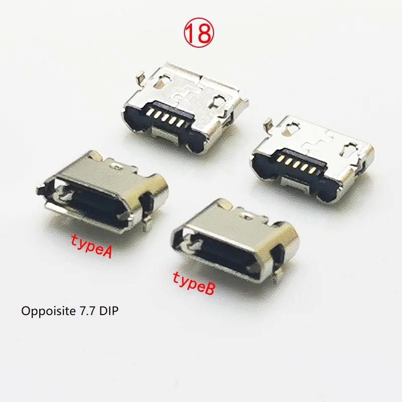 

10 шт., разъем Micro USB 7,7 типа B, 5 контактов, мама, противоположная 2,0