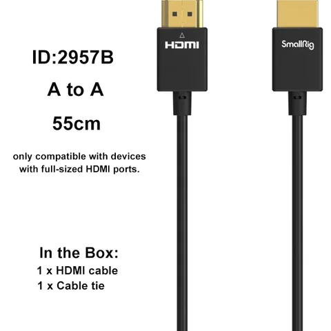 SmallRig ультратонкий высокоскоростной кабель 4K Micro/Mini HDMI-Full HDMI C-A/D-A 35 см 55 см для Sony Nikon Canon
