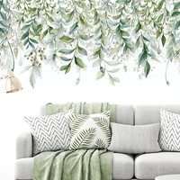 green leaves wall stickers for living room bedroom sofa background self adhesive vine plants wall decals art poster home decor