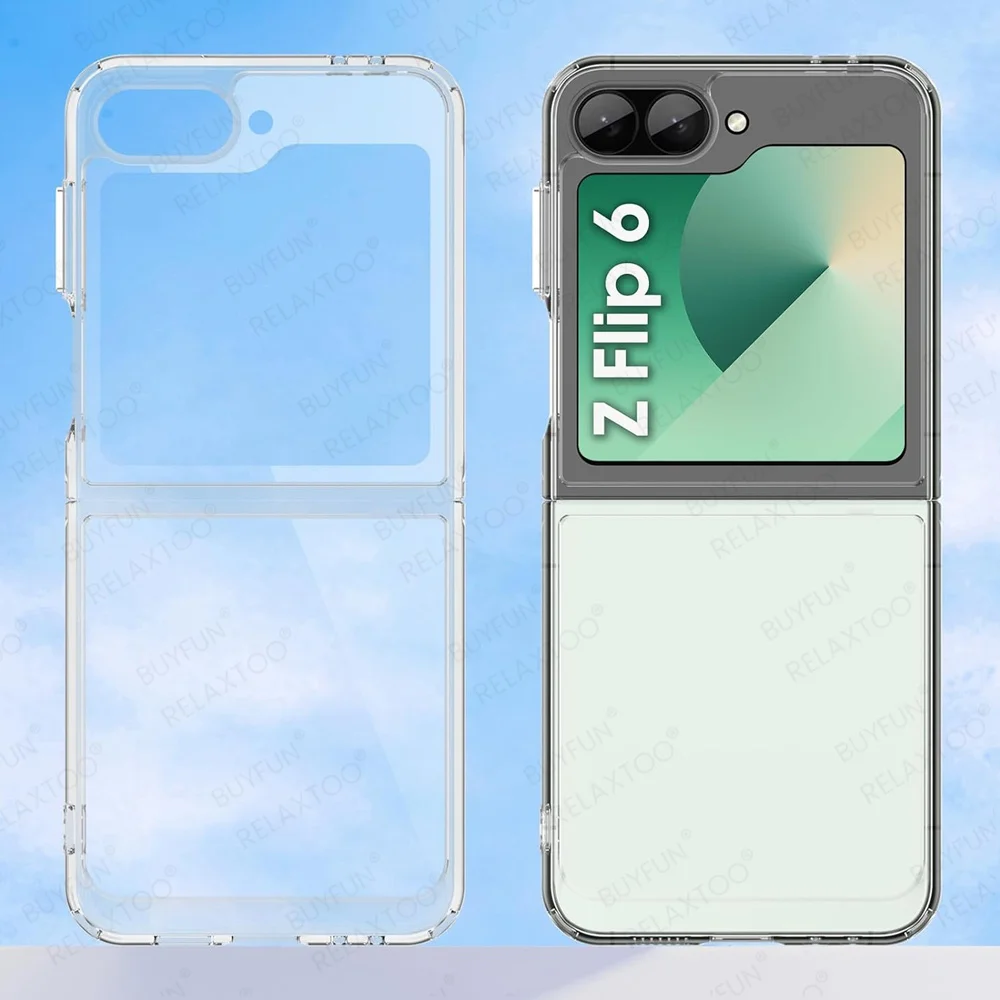 Чехол для Samsung Galaxy Z Flip 6 прозрачный чехол ПК Flip6 ZFlip ZFlip6 5G 2024 противоударный бампер