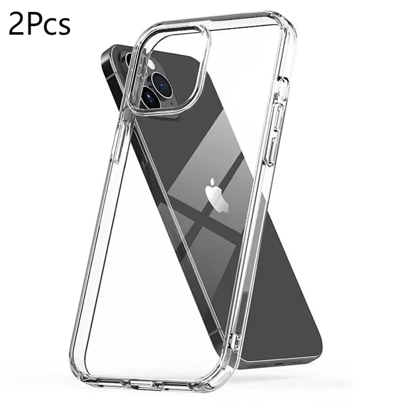 2 шт. ультратонкий прозрачный силиконовый чехол для iPhone 16 15 14 13 12 11 Pro Max Mini XR XS 7 8 Plus