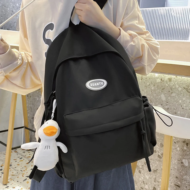 

Сумка на плечо для девочек-подростков, модный однотонный школьный ранец в стиле Харадзюку, дорожный рюкзак для колледжа, простые милые рюкзаки