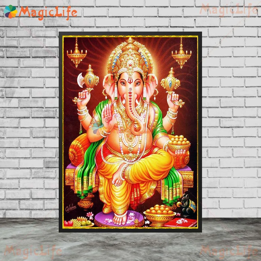 

Абстрактный Ганеш хиндуизм индийская мифология религия печатные настенные картины для гостиной постер настенное Искусство Холст Картина без рамки