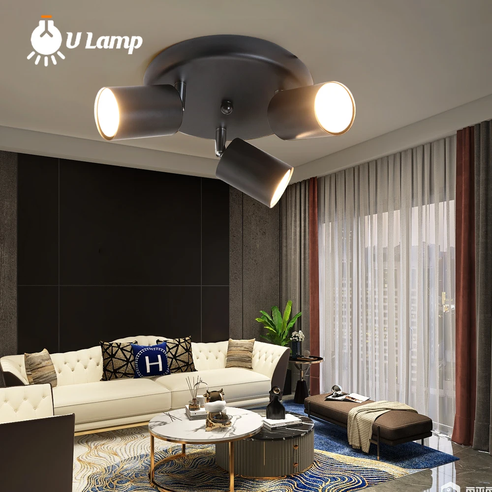 Black White Body Track Light Fixture Spotlight Led Adjustable Angle for Living Room Kitchen Clothe Store Home Decor Lighting Set