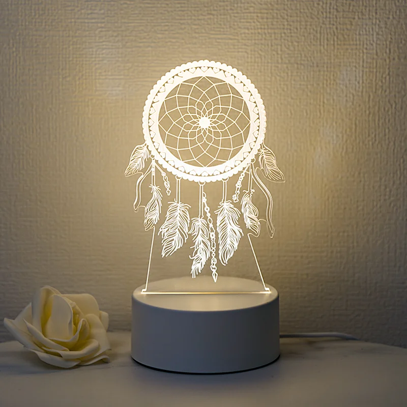 3D Dream Catcher Night Light Led Energy-Saving Soft Light Eye Protection Bedroom Atmosphere Creative Table Lamp Bedroom Bedside