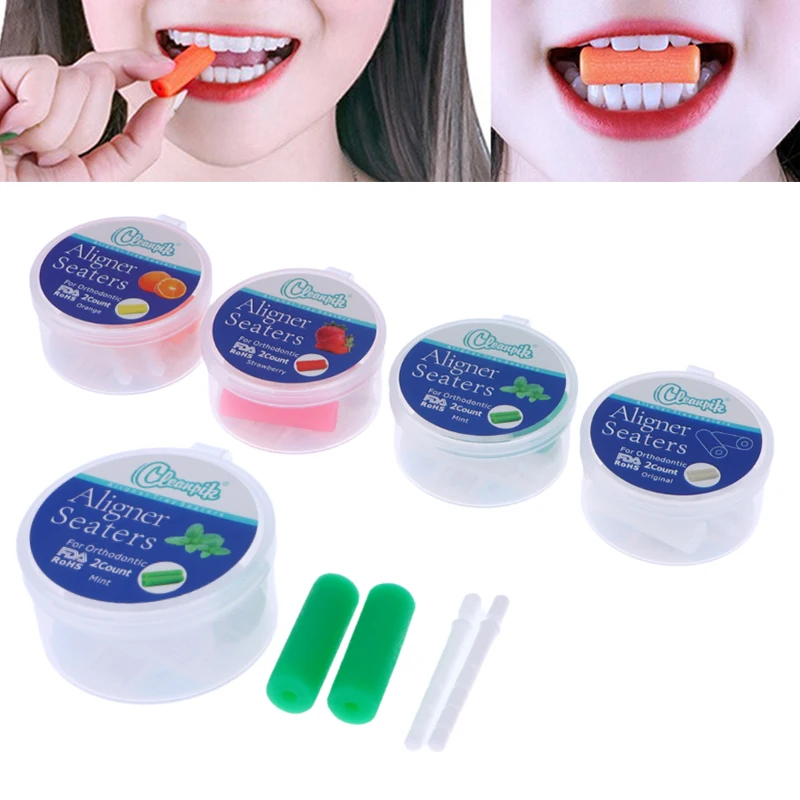 

2Pcs Orthodontic Aligner Chewies Silicone Teeth Stick Bite Tooth Chew Aligners Invisable Braces Aligners With Box