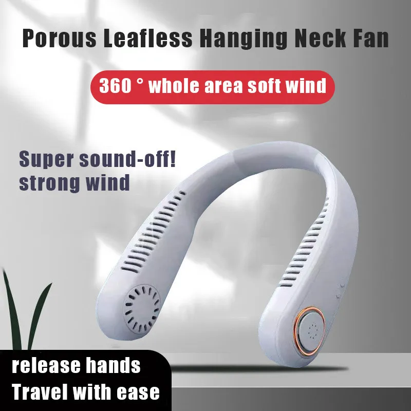 

Hanging Neck Fan Lazy Sports Portable Cooling Fan USB Leafless 360 Degree Neckband Abanicos 2400Mah Rechargeable