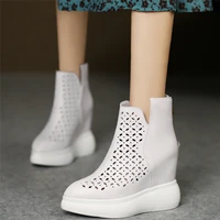 high top fashion sneakers women cow leather wedges high heel ankle boots female summer pointed toe platform pumps casual shoes