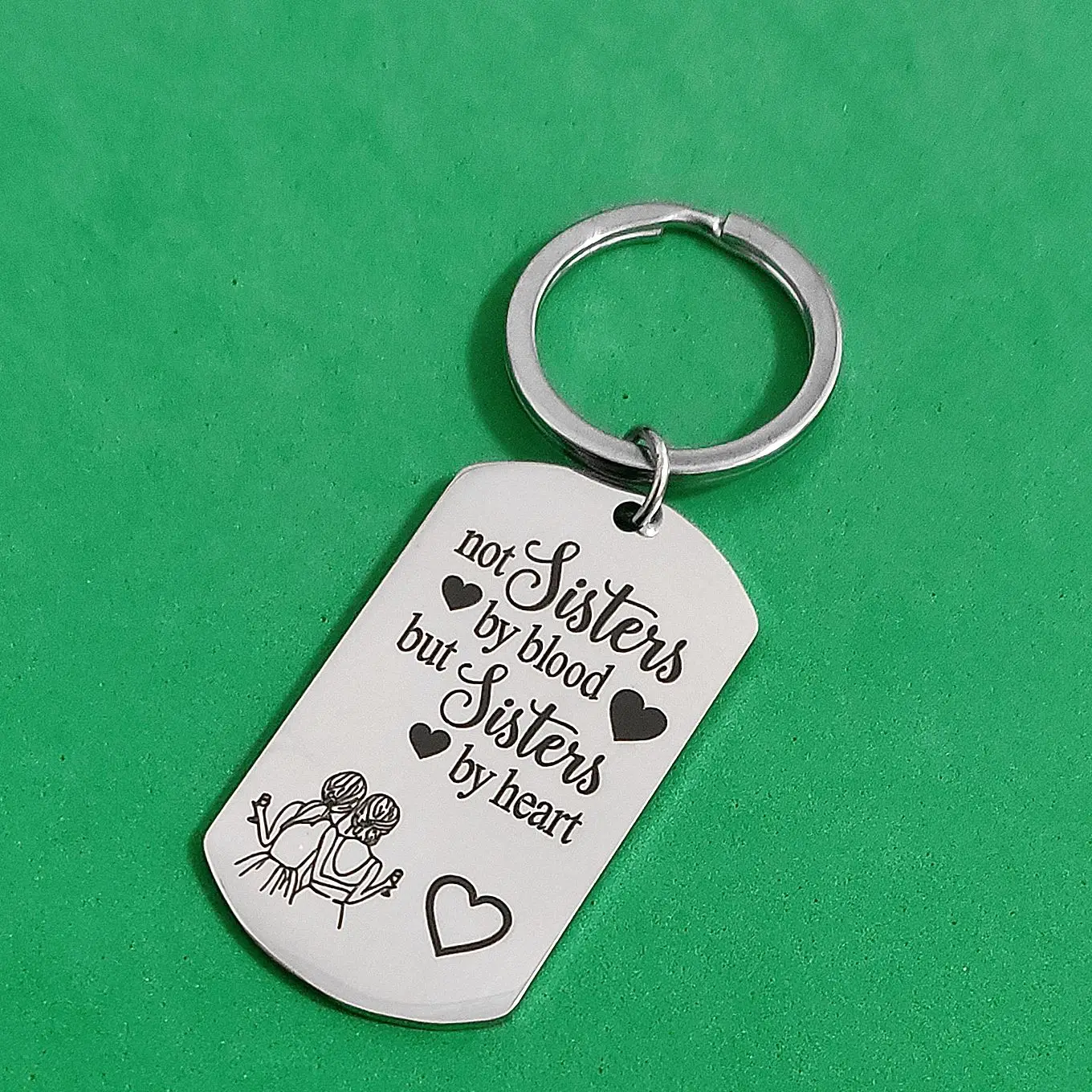 

Keychain for Car Keys Anniversary Best Friend Birthday Stainless Steel Keyring Gift Graduation Creative Sisters By Heart Holder