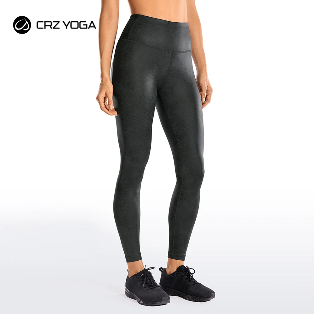 

CRZ YOGA женские модные леггинсы из искусственной кожи с покрытием штаны с высокой талией колготки для тренировок-25 дюймов