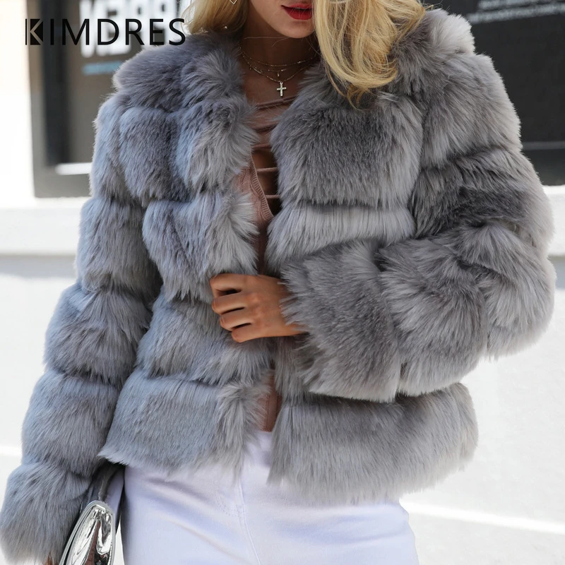 2021 New Winter Fox Faux Fur Fashion Warm Women's Faux Fur Coat Short Korean Slim Fake Artificial Fur Women Jacket Plush Coats