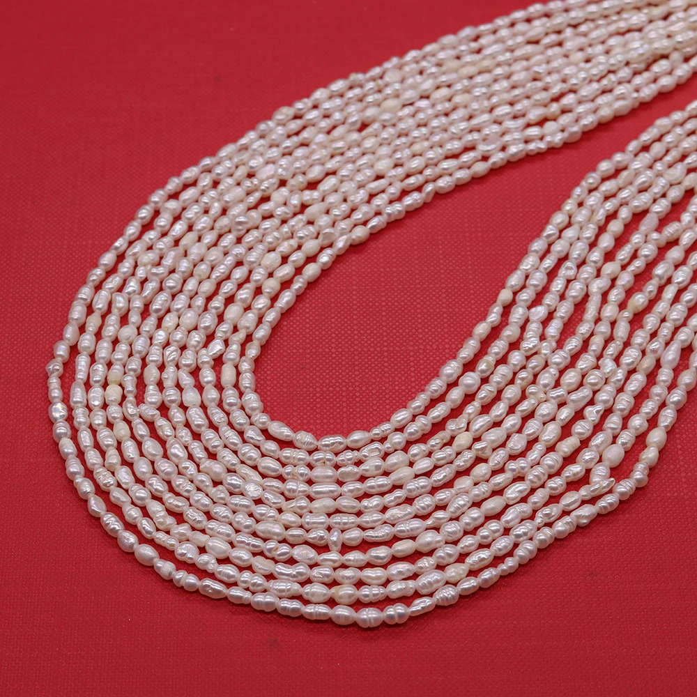 2-3mm Natural Freshwater Pearl White Rice Shape Pearl Grade A for DIY Jewelry Making Elegant Necklace Bracelet Jewelry Making