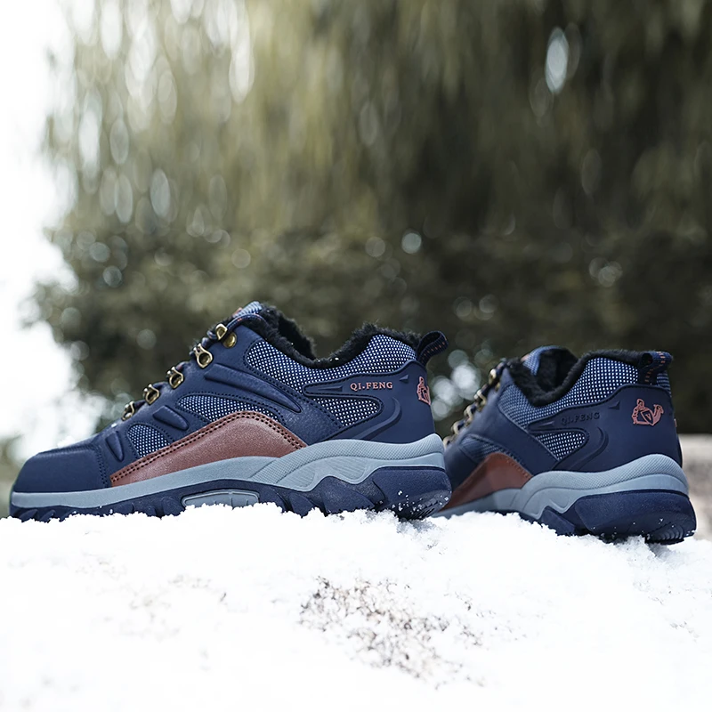 Sneakers For Men 2022 New Trekking Shoes Leather Winter Boot Waterproof Man Hiking Boots Keep Warm Snow Botas Hombre Winter Boot