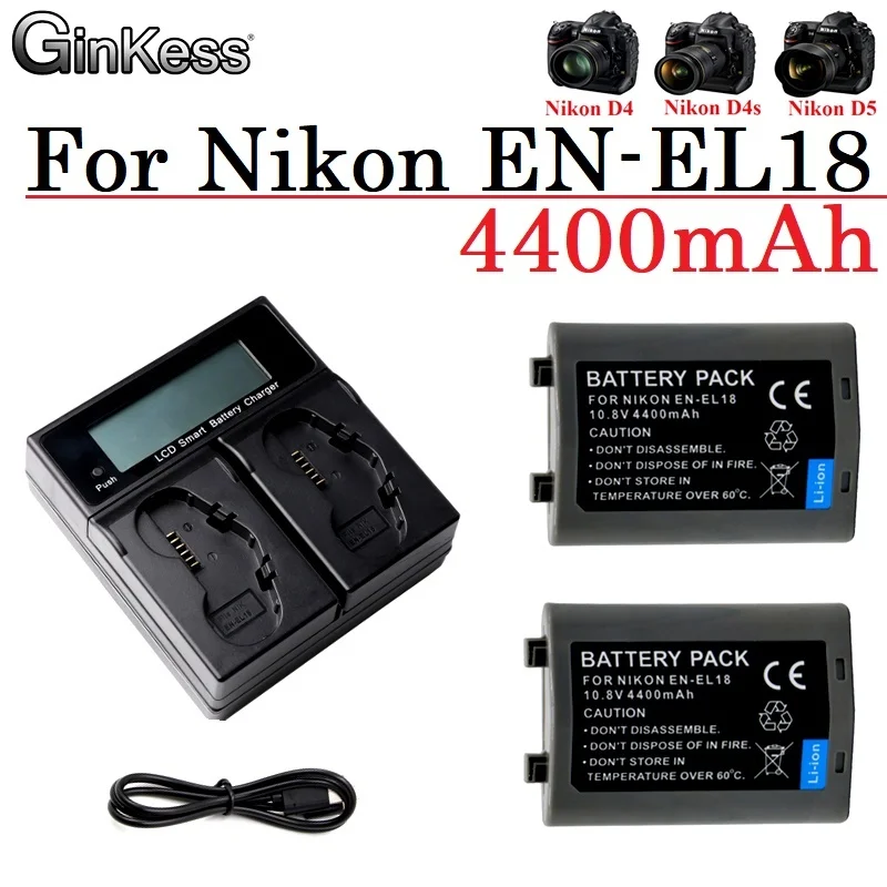 

Upgrade 4400mAh EN-EL18 EN-EL18a ENEL18 Battery EN EL18D EL 18 Bateria + Charger For Nikon D4 D4S D5 Digital SLR Camera