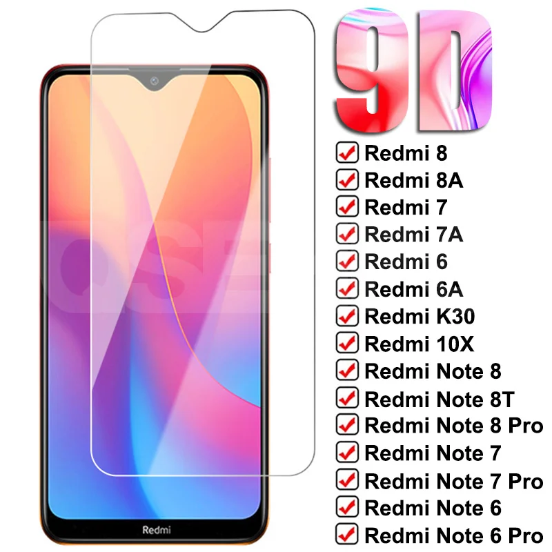 

9D Protection Glass On the Redmi 8 8A 7 7A 6 6A K20 K30 10X Pro Screen Protector For Xiaomi Redmi Note 8T 8 7 6 Pro Glass Film