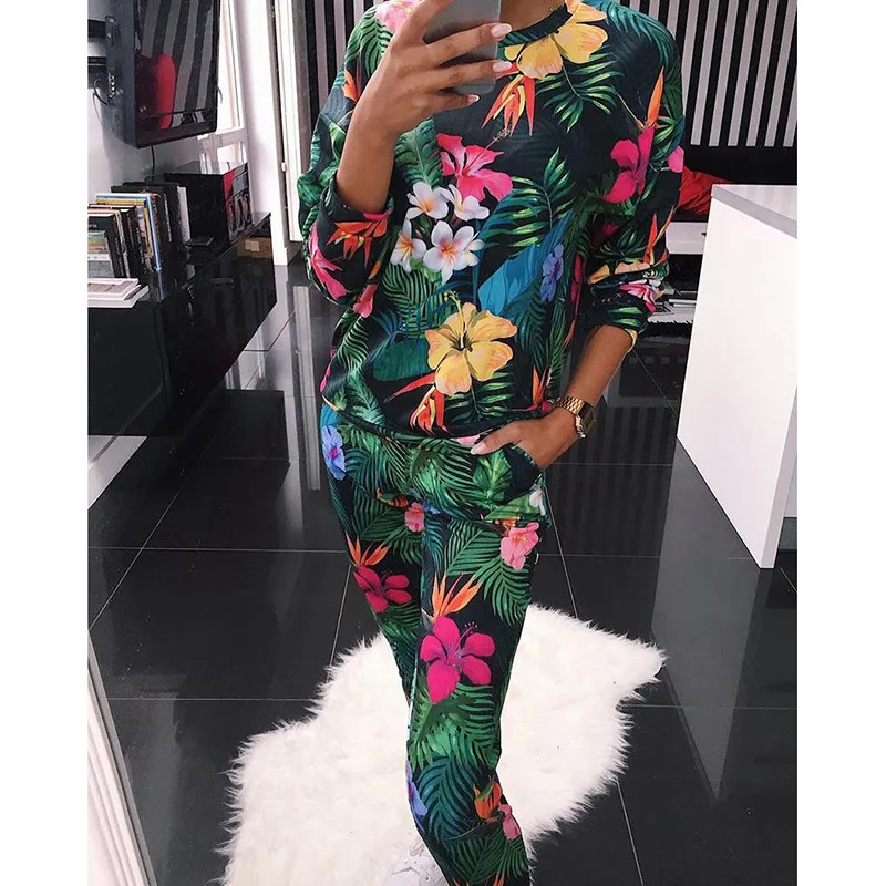 SURE YOU LIKE Spring/Summer Women Casual Loose Pajamas Sets Long Sleeve Trousers Print Homesuit Fashion Pajymas Lady Nightwear