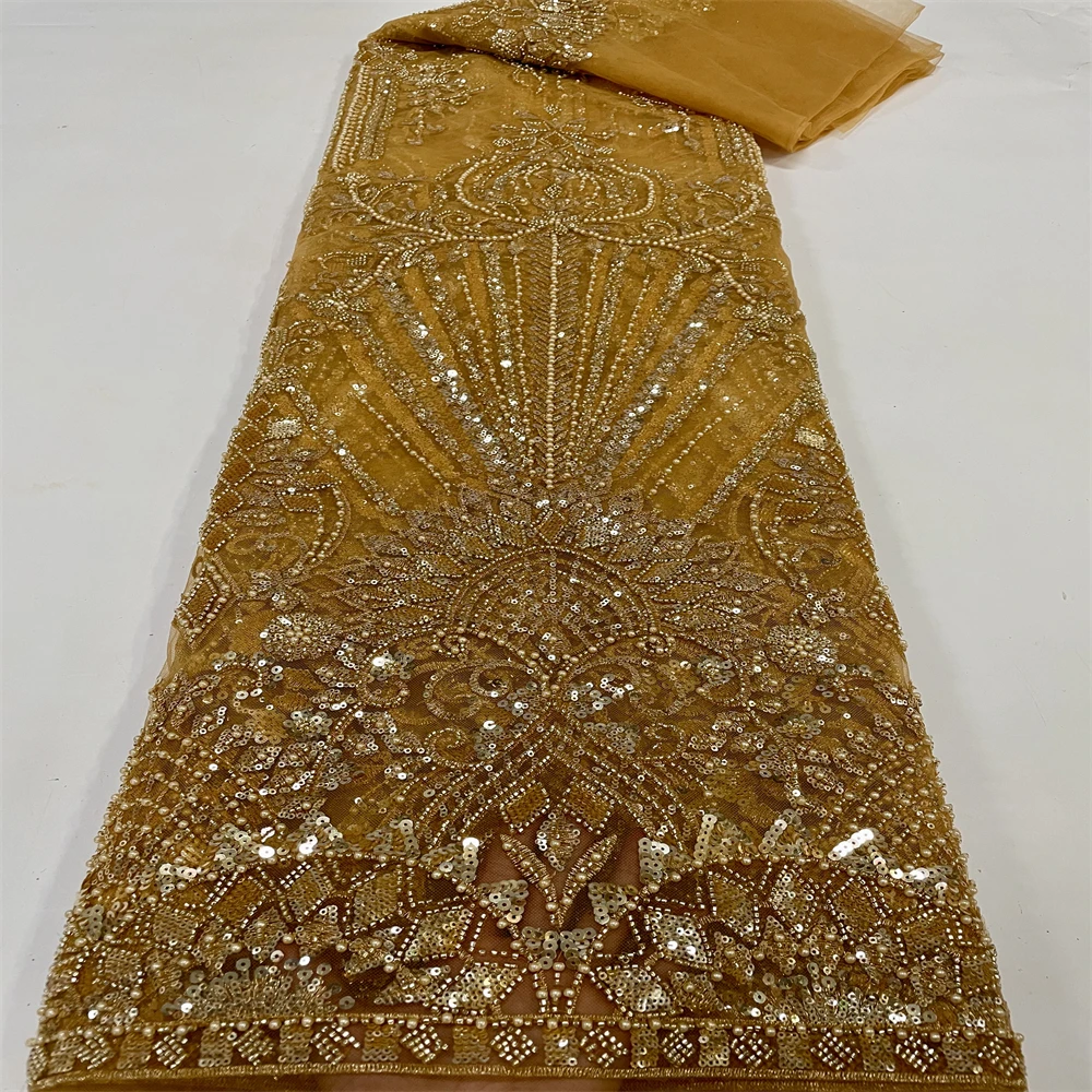 

Свадебная кружевная ткань 2023, Высококачественная вышитая бисером и блестками для жениха ручной работы, французская Тюлевая кружевная ниге...