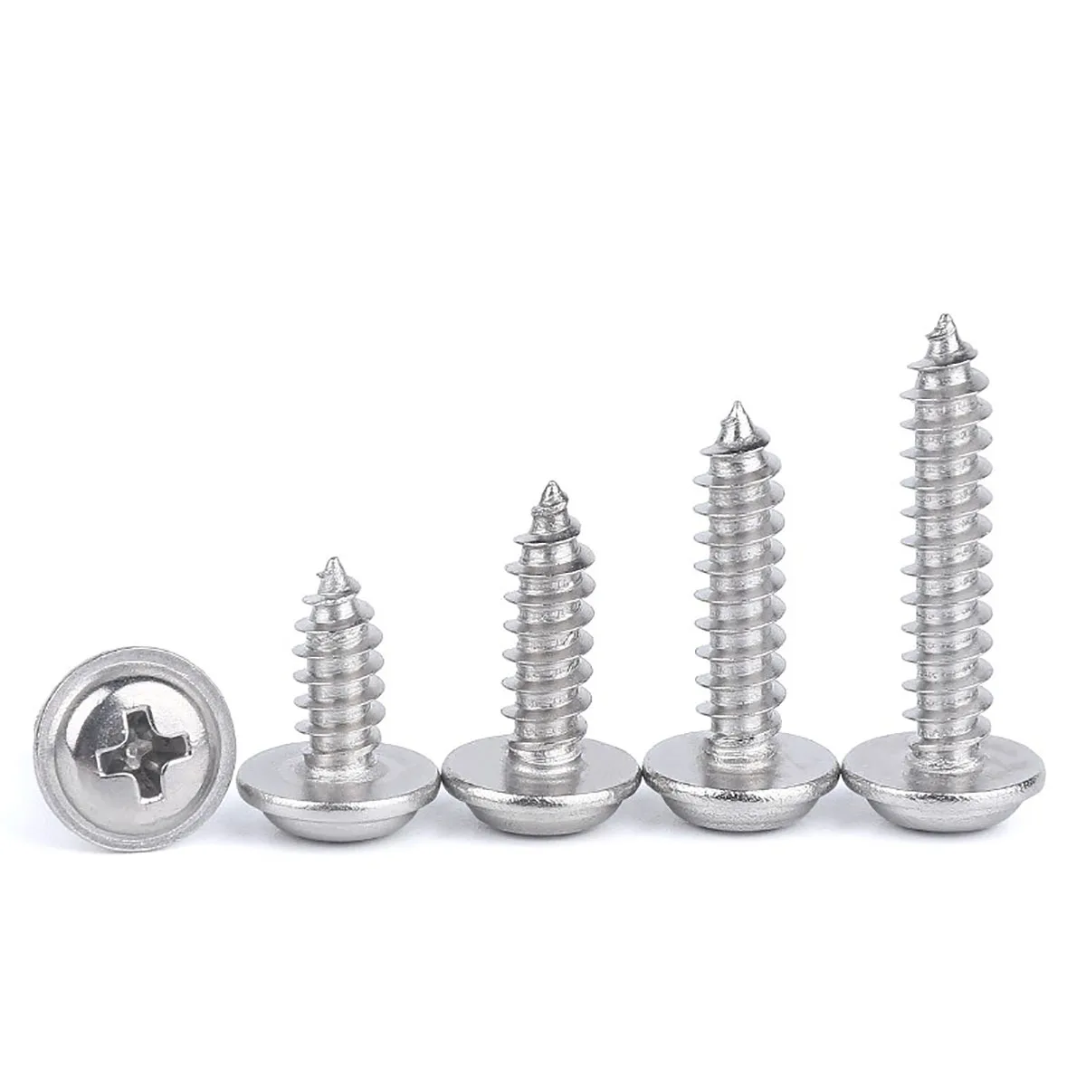 M2 M2.3 M2.6 M3 M4 A2 304 Stainless Steel PWA Cross Phillips Pan Round Head With Washer Collar Self Tapping Screws