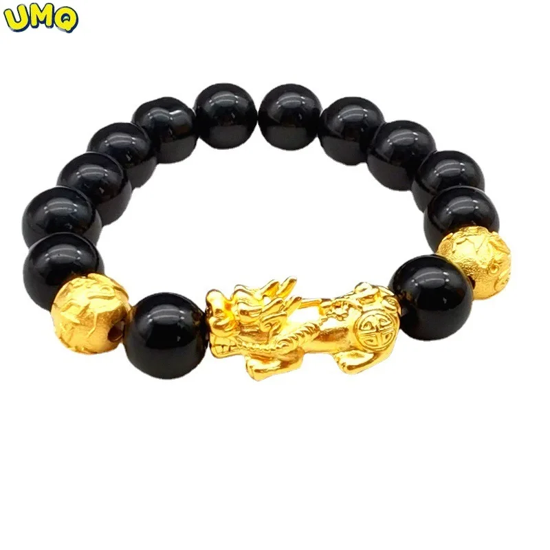 

Копия 100% настоящего золота 24k Pixiu браслет мужской цвет согласно спецификации 14 мм живой дренаж события подарок ювелирные изделия 18K золото