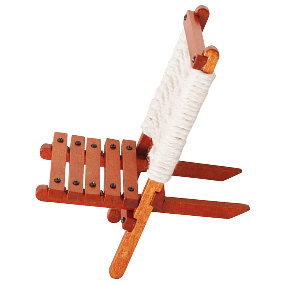 

Miniature Chair House Furniture Toy Dolls Chaise Lounge Micro Landscape Decor Ornament Accessory Wooden Model