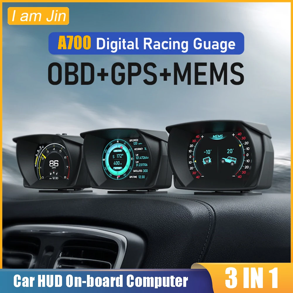 Фото Автомобильный бортовой компьютер A700, три в одном, GPS-Спидометр OBD2, интеллектуальная система сигнализации с инклинометром №1
