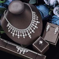 tz86 personality fashion zircon necklace bracelet earrings ring womens jewelry set bridal banquet wedding clothing accessories