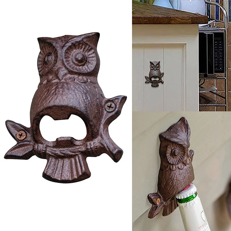 Cast Iron Bottle Opener Wall Mounted Vintage Retro Beer Opener Tool Accessories Bronze Color With Screws Bar Decoration Gadgets