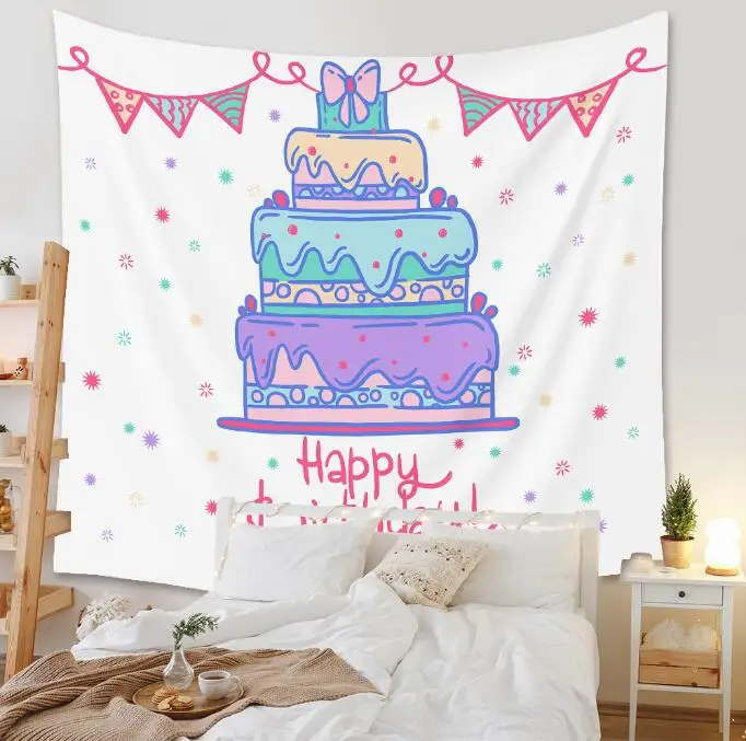 

Гобелен с днем рождения, украшение для детской комнаты, спальни, настенное украшение, фоновая ткань