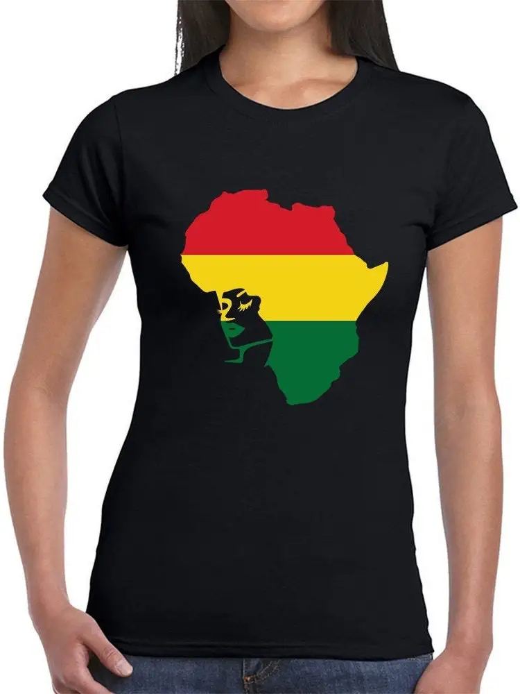 

Ladies African Casual Harajuku T Shirt African Flag O Neck Streetwear Map of Africa Top