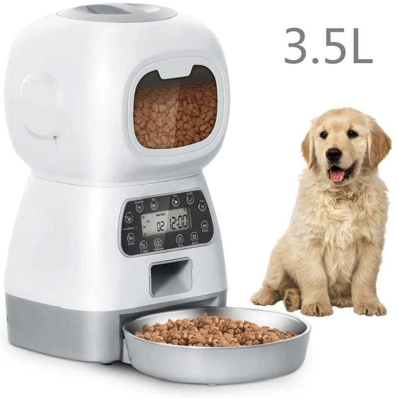 

3.5L Pet Feeder Automatic Feeder Fixed Point Manual Feeding Cereal Dispenser Dog Accessories for Large Dogs Indoor Dog Feeder