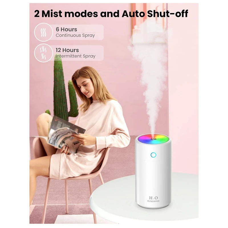 AD-Увлажнитель воздуха Mini USB-увлажнитель 400 мл с красочным ночником автоматическое