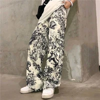 harajuku wide leg cargo pants streetwear women korean style punk ins graffiti trousers pantalones mujer vintage tie dye hip hop