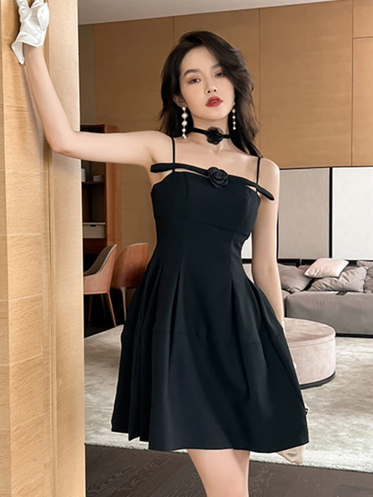 

French Elegant Women Evening Dress Temperament Vintage Classic Sexy Backless Mini Party Club Gown Birthday Mujer Vestidos Fiesta