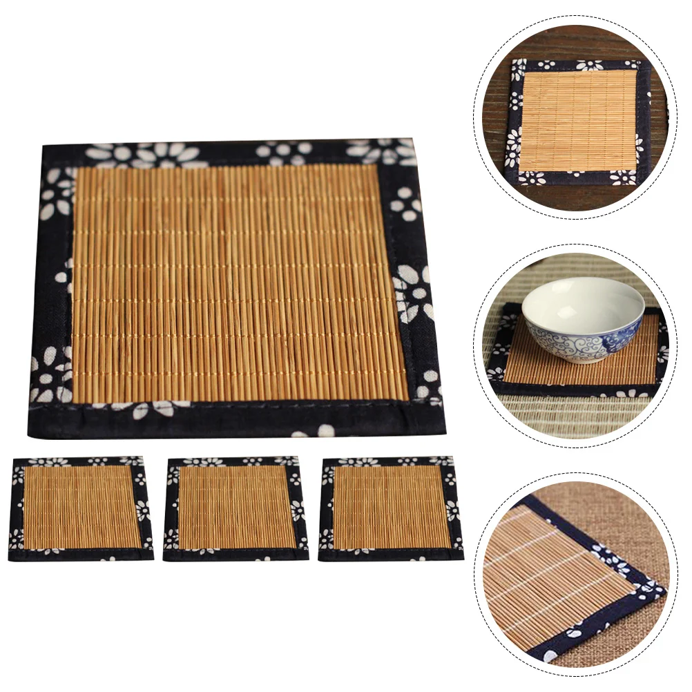 

Coasters Cup Mat Coaster Bamboo Table Tea Mug Pads Mats Pad Teacup Weaving Insulated Trivet Woven Non Hot Placemat Water Heat