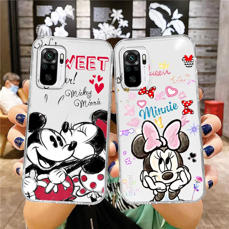 

Pink Mickey Minnie Mouse Phone Case For Xiaomi Redmi Note 11E 11S 11 11T 10 10S 9 9T 9S 8 8T Pro Plus 5G 7 5 Transparent TPU