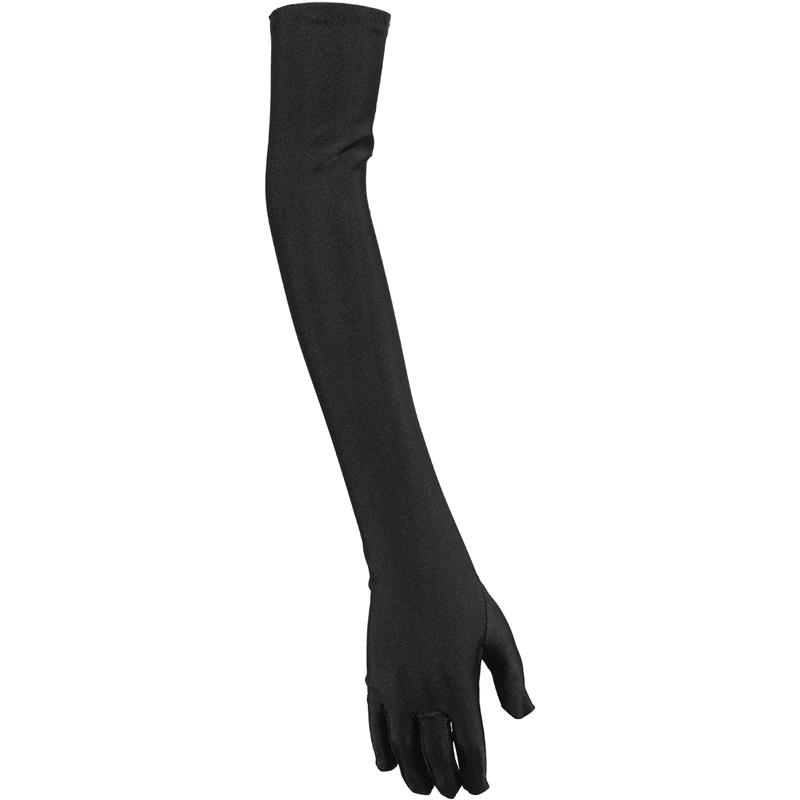 

Lady Satin Gloves Formal Party Festival Long Black