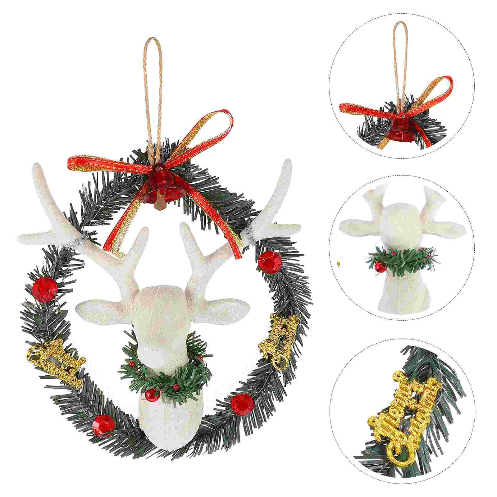

3 Pcs Reindeer Wreath Wreath Front Door Holiday Wreaths Nativity Decor Christmas Wreath Earth Tones Reindeer Head Home decor
