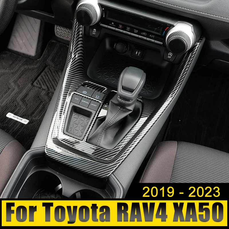 

ABS Carbon Car Internal Gear Shift Box Panel Cover Trim Frame Accessories For Toyota RAV4 2019-2021 2022 2023 RAV 4 XA50 Hybrid