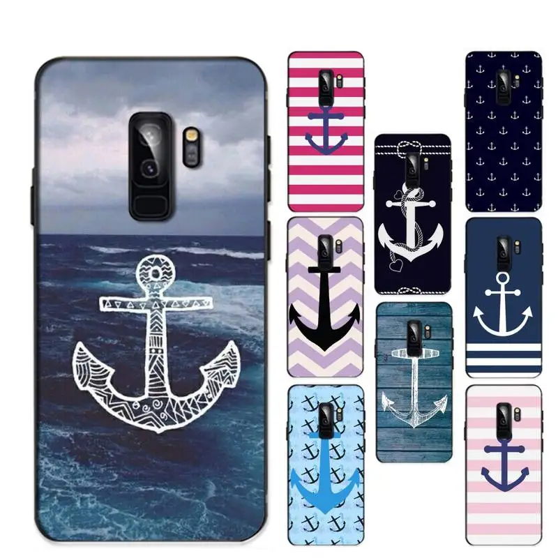 

YNDFCNB Stripes Anchor Boat Ship Wheel Phone Case for Samsung S20 lite S21 S10 S9 plus for Redmi Note8 9pro for Huawei Y6 cover
