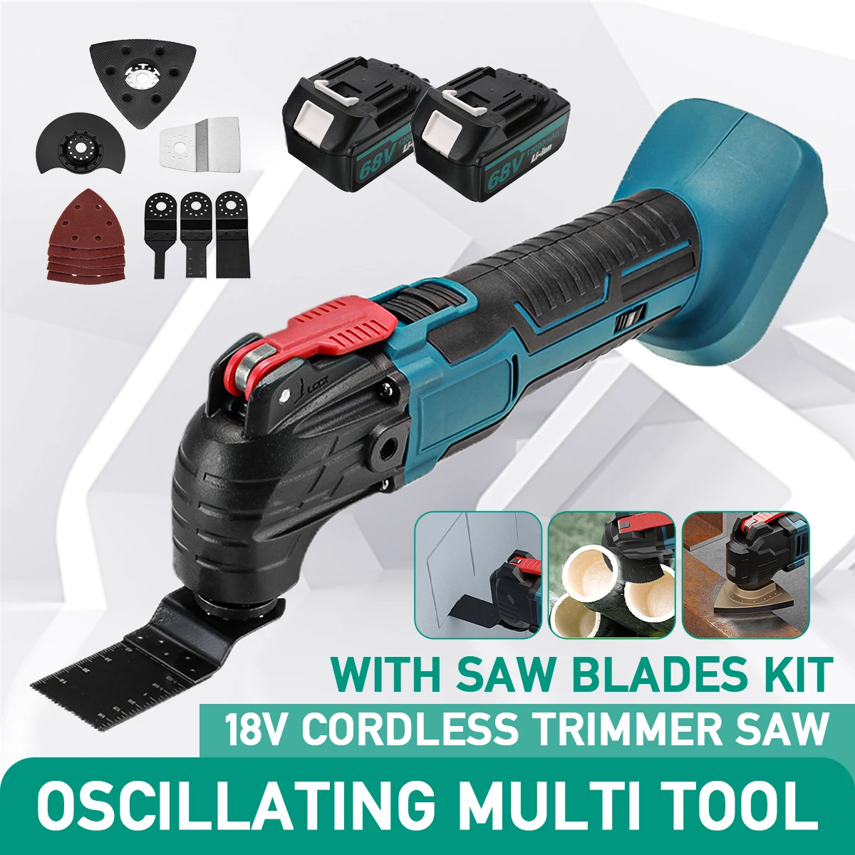 18V Cordless Oscillating Tool Renovation Electric Trimmer Multi Saw Shovel Cutting Trimming Machine for Makita Battery