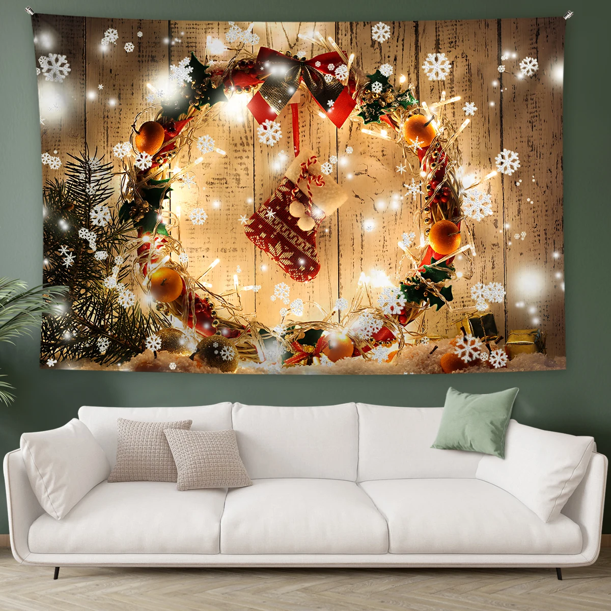 

Home Decor Christmas Tapestry Snowman Santa Tree Socks Gift Fireplace Christmas Printed Tapestry Wall Hanging 230x180cm tapiz