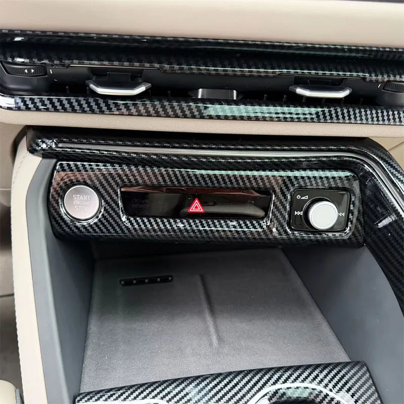 Фото Для Audi Q5 Q5L GU 2025 2026 2027: Защитная рамка для кнопки старт-стоп, декоративная рамка для переключателя кондиционера с двойной подсветкой №4