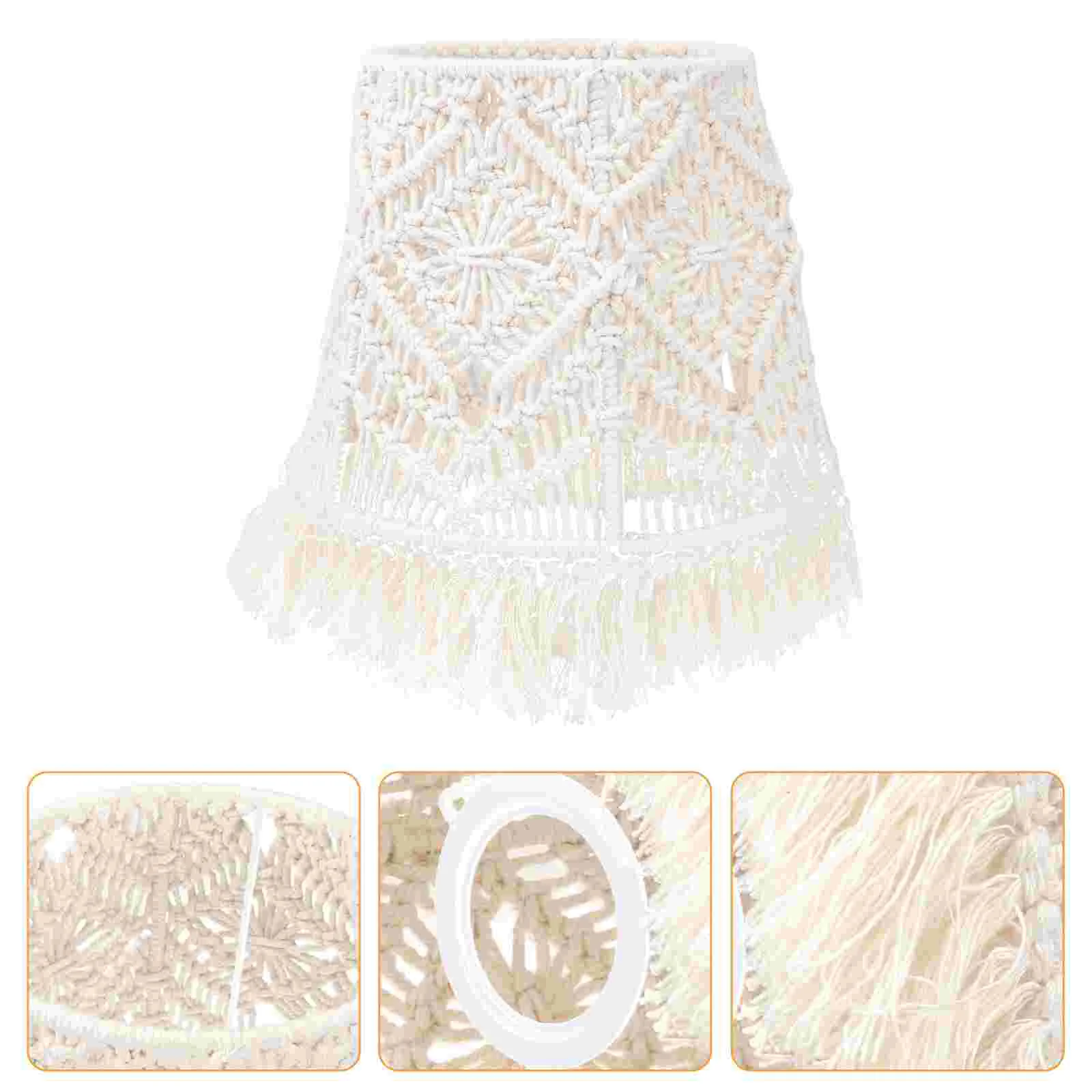 

Lamp Shadedecor Hanging Macrame Cover Light Lampshade Tassel Bedroom Pendant Woven Dorm Bohemian Weaving Ceilingchandelier