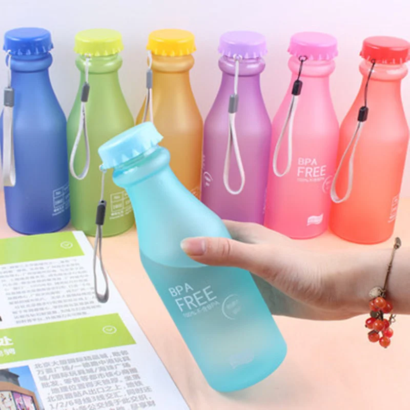 

550ML Matte Plastic Water Bottle Candy Color Soda Shaped Leak Proof Outdoor Travel Camping Portable Sport Water Bottle BPA Free