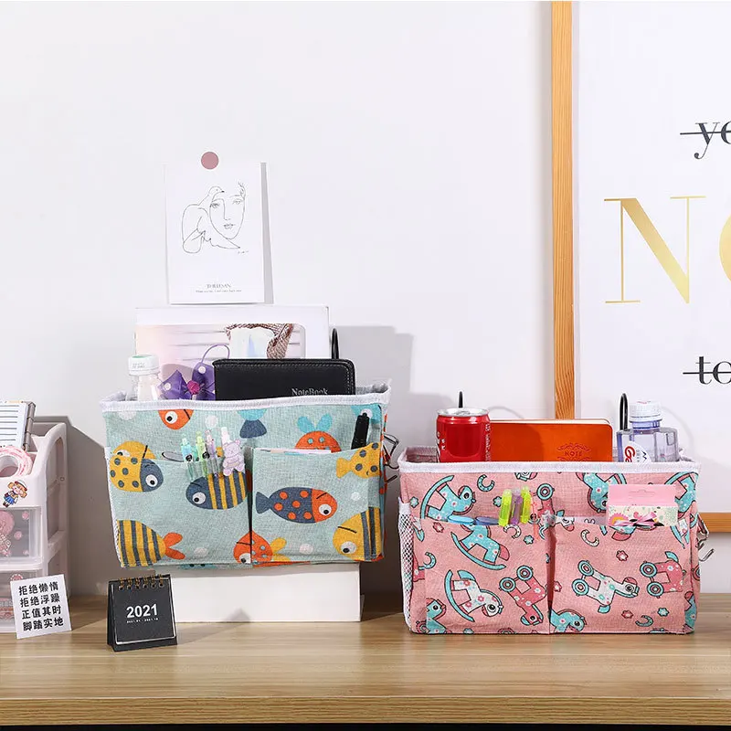 

Cotton Dorm Rooms Bedroom Kitchen Organization Storage Bag Linen Bedside Storage Organizer Desk Sundries Storage Hanging Bag