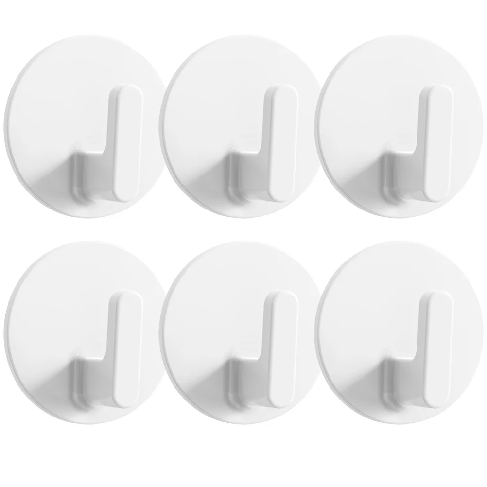 

6 Pcs Bathroom Towel Hooks Wall Plastic Self Adhesive Kitchen Mounted Door Strong Hanging Sticky