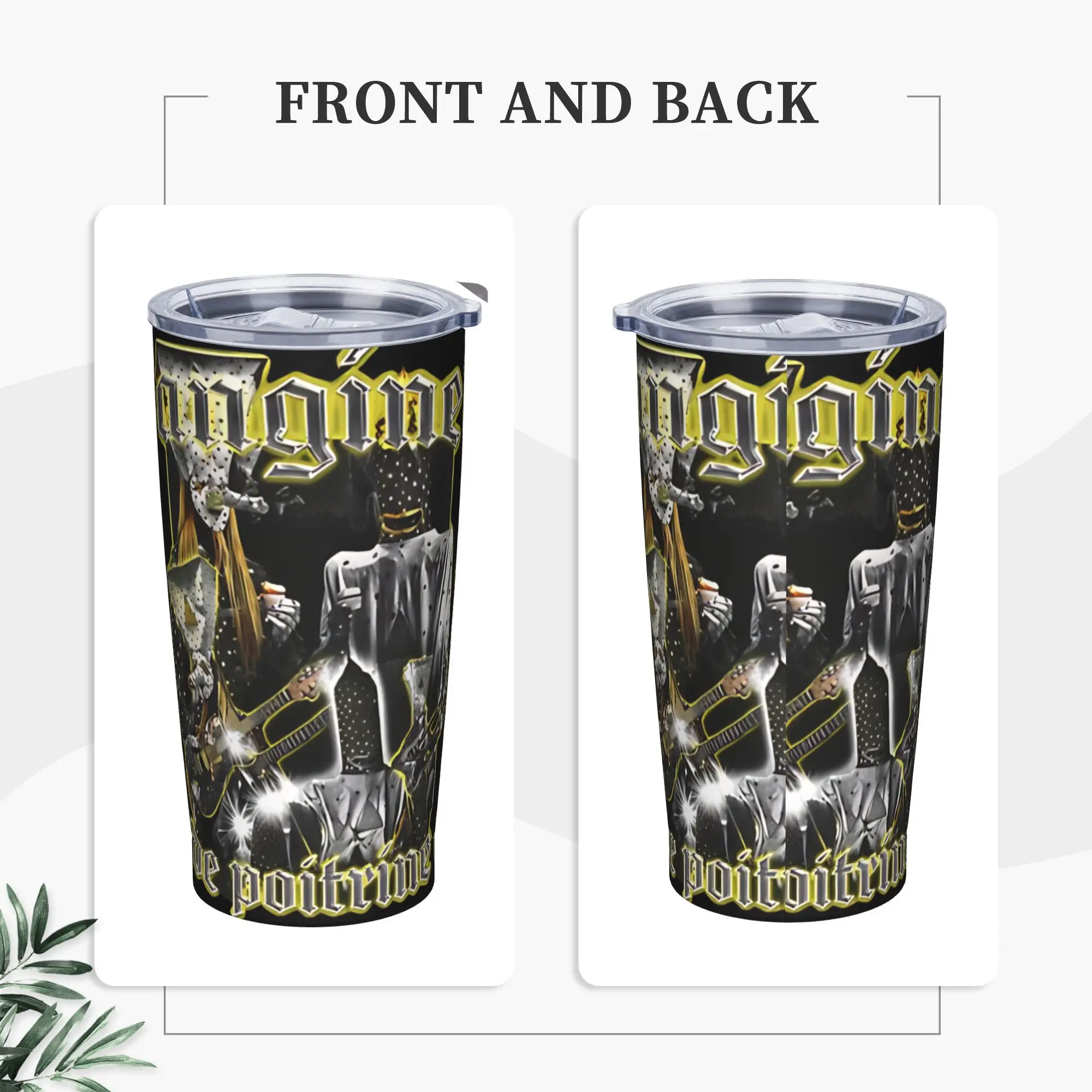 Фото Термокружка Angine De Poitrine Tumbler с вакуумной изоляцией, крышкой и соломинкой, для путешествий и активного отдыха, 20 унций №2