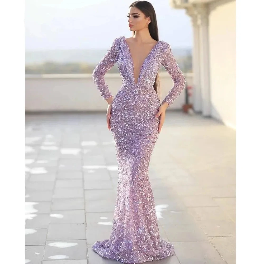 

Sparkly Sequined Prom Dresses Sweetheart Neckline Evening Gowns A Line Side Split Sweep Train Tulle Special Dress Robe D