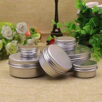 20pcslot 5g 10g 15g 30g 50g 100g aluminum jar metal cream can silver tin5ml 10 100ml threaded cosmetic container zkh80